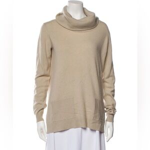 THEORY Beige Cowl Neck Sweater 100% Cashmere